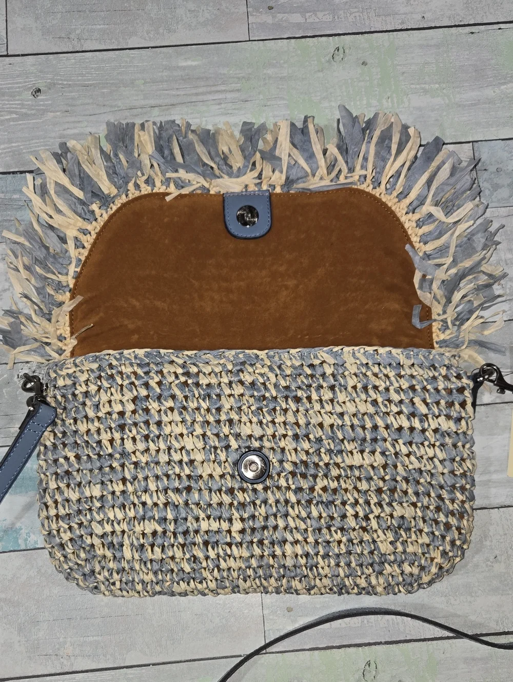 Patricia Nash Natural/Blue Fog Loulia Cross Body Bag New With Tags